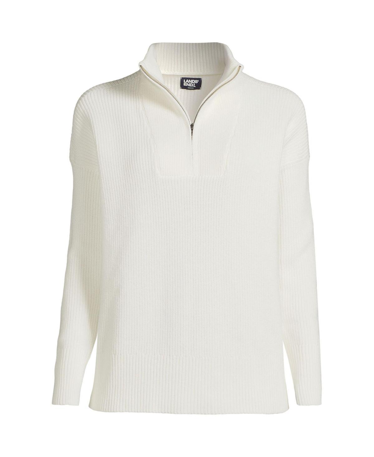 Petite Lands' End Drifter Quarter-Zip Pullover Sweater, Women's, Size: Large Petite, Ivory Navy Stripe Product Image