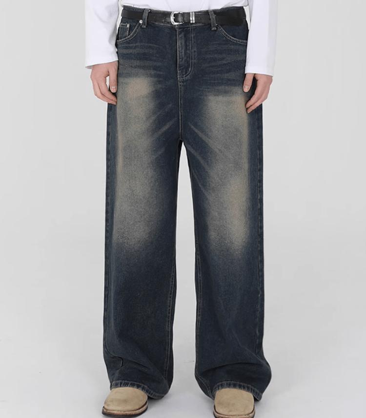 RT No. 10958 WASHED BLUE DENIM RELAX STRAIGHT JEANS Product Image