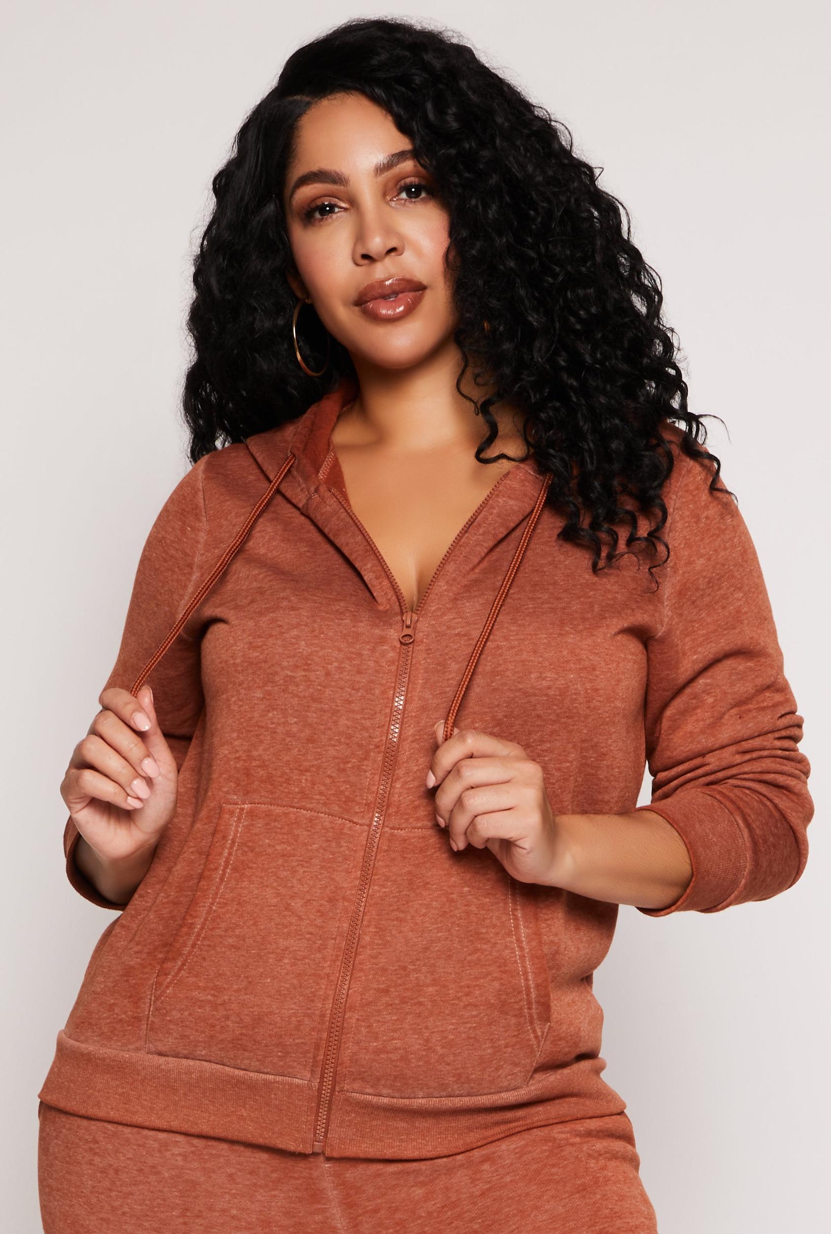 Womens Plus Size Fleece Zip Front Hoodie Product Image