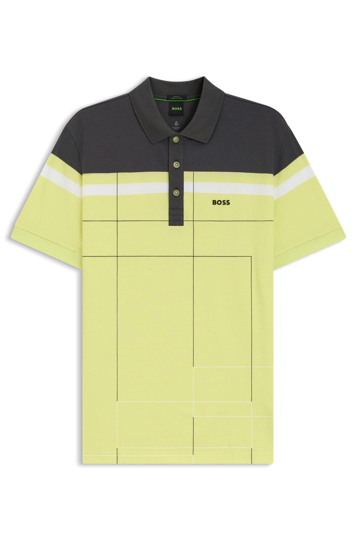 BOSS - Slim-fit polo shirt in quick-dry stretch cotton - Light Green Product Image