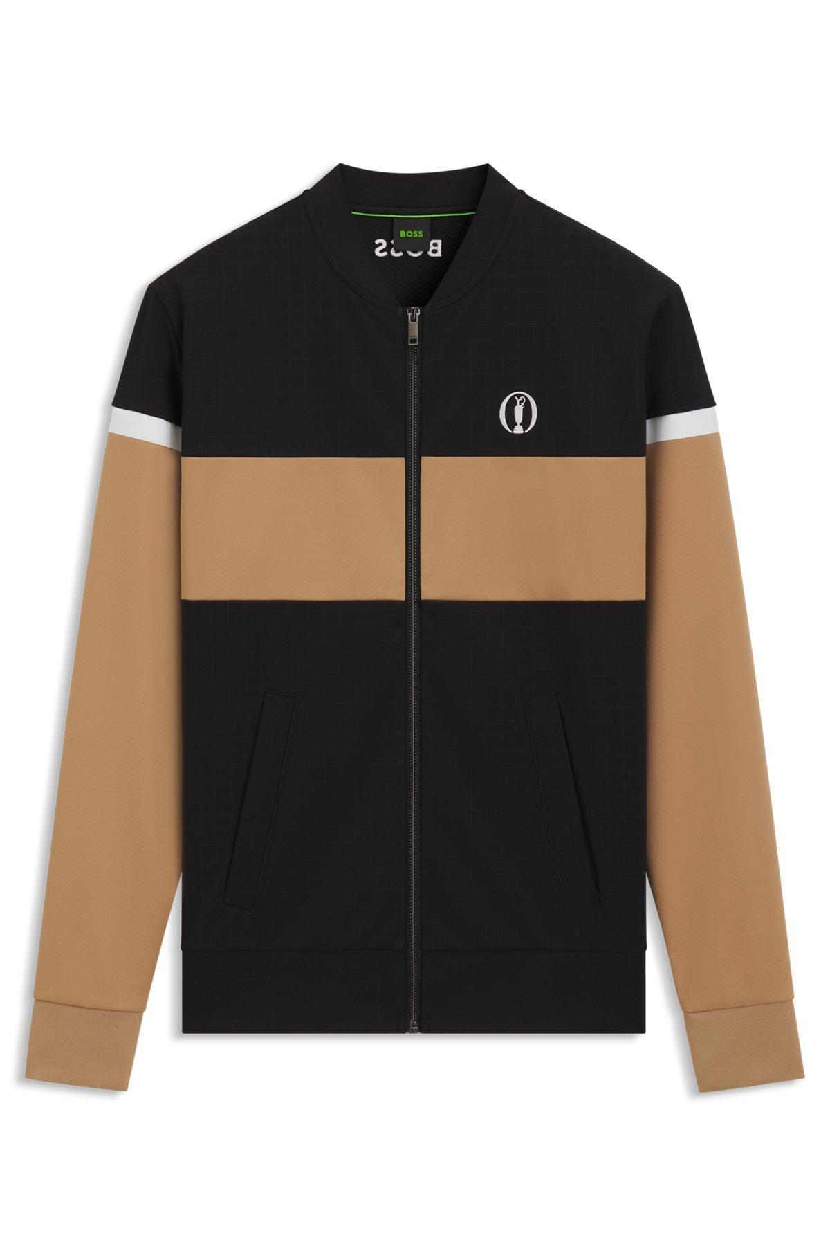 BOSS - The Open jersey jacket with color-blocking - Black Product Image