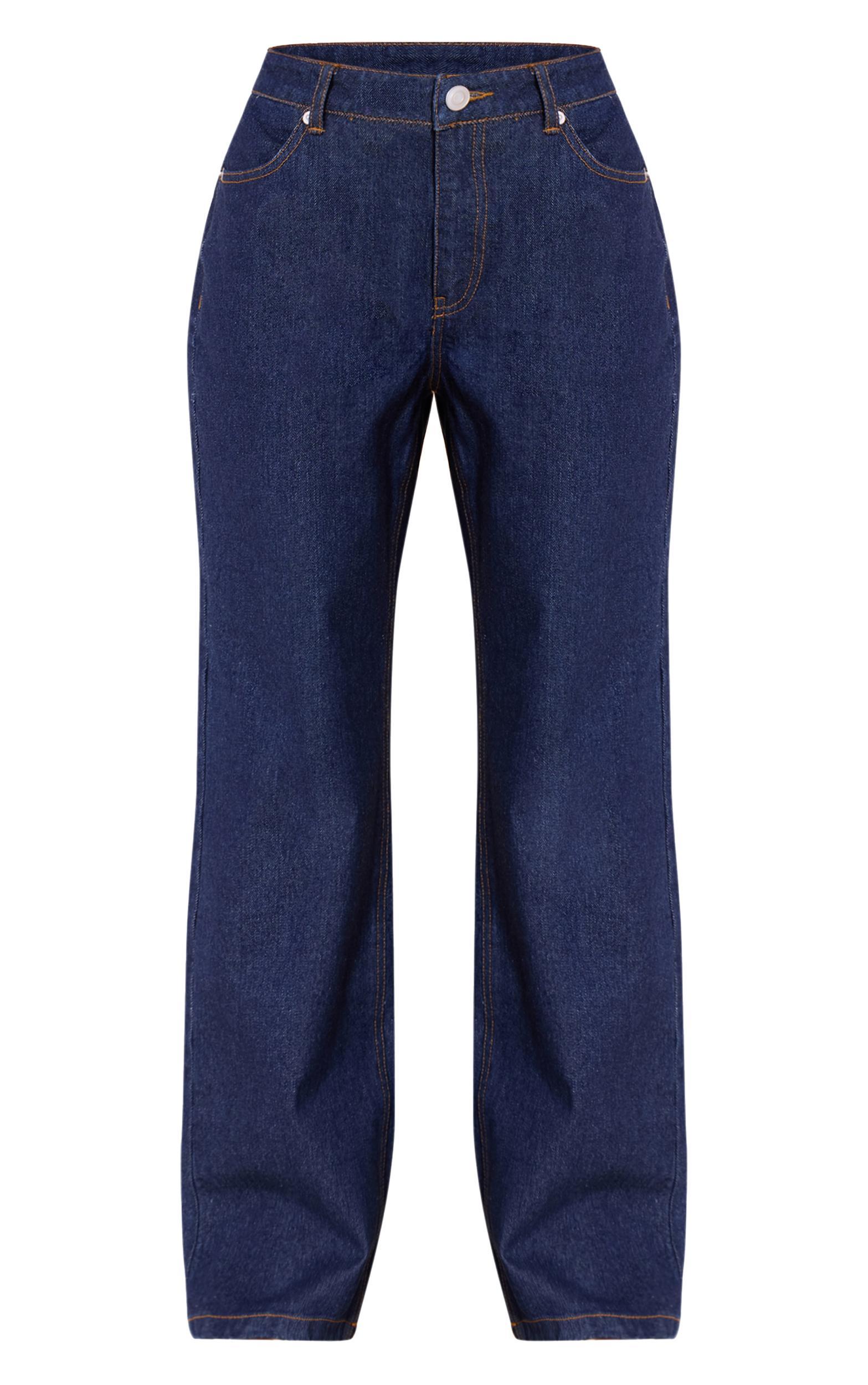 Petite Indigo Wide Leg Mid Rise Jeans Product Image