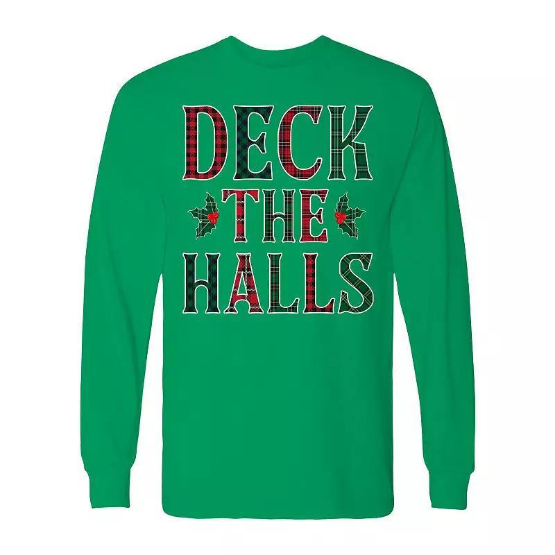 Men's Christmas Deck The Halls Long Sleeve Graphic Tee, Size: XL, White Product Image