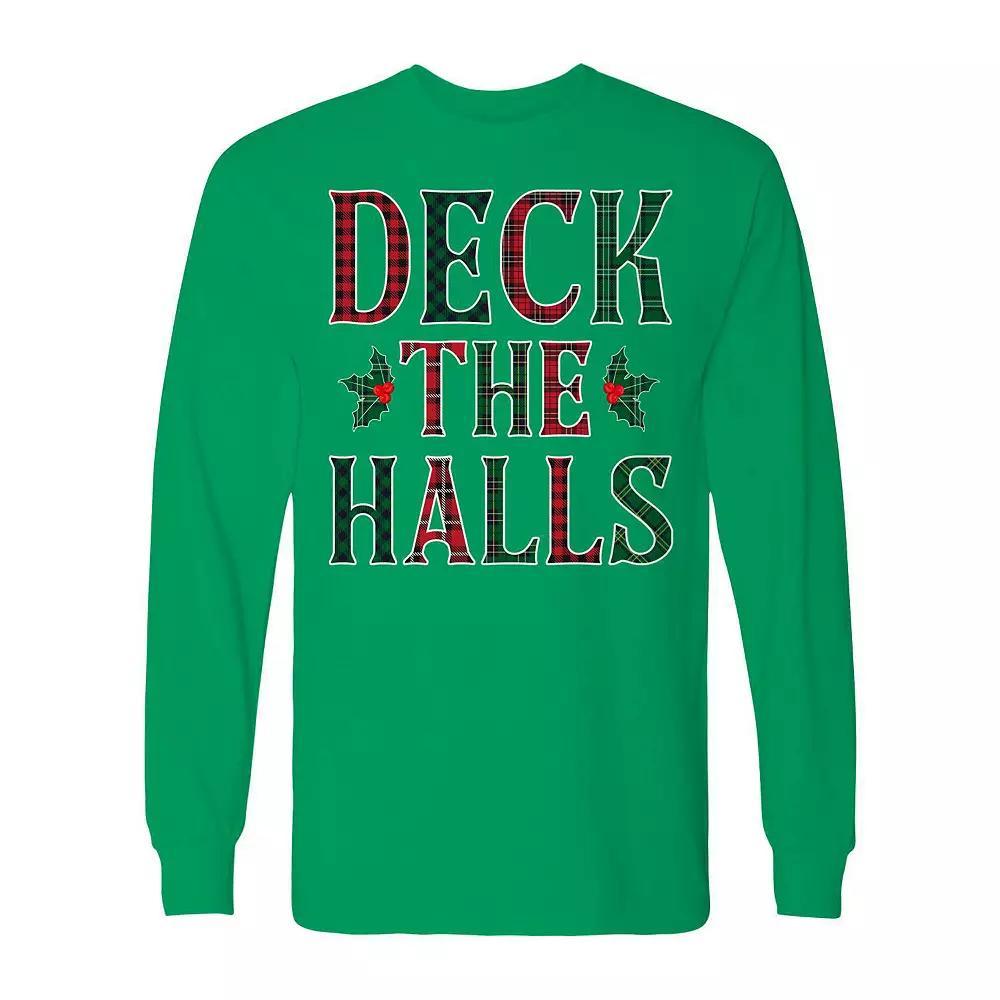 Men's Christmas Deck The Halls Long Sleeve Graphic Tee, Size: XL, White Product Image