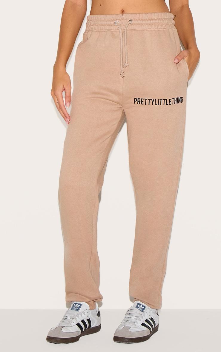 PRETTYLITTLETHING Mocha Cuffed High Waisted Sweatpants Product Image