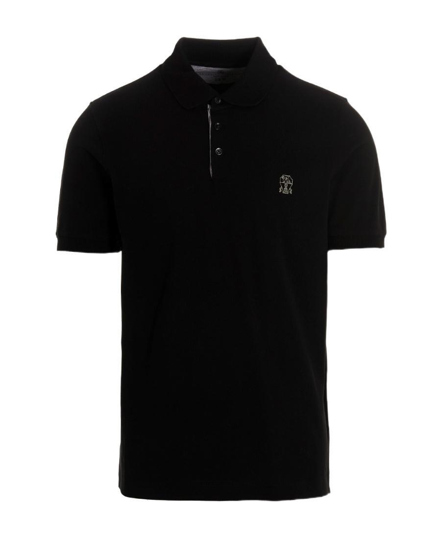 BRUNELLO CUCINELLI Short Sleeve Cotton Polo Shirt In Black Product Image