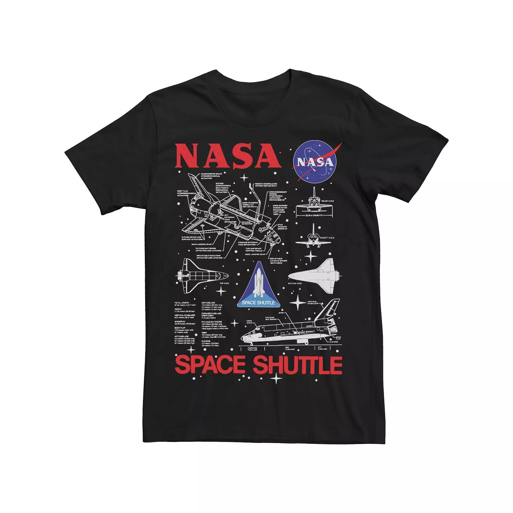 Big & Tall NASA Space Shuttle Schematics Tee, Men's, Size: Large Tall, Black Product Image