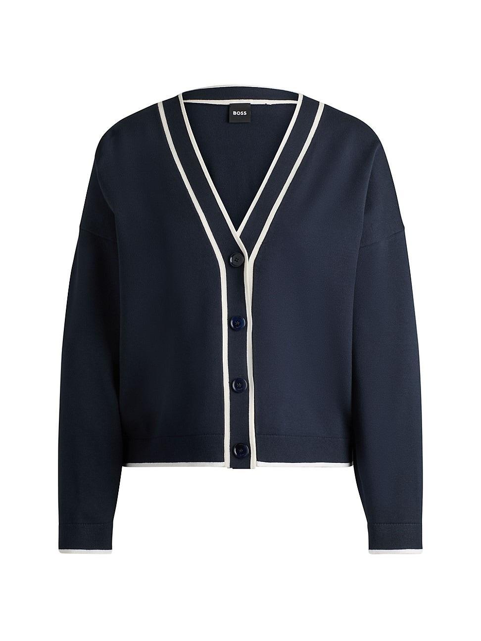 Womens V-Neck Cardigan in Stretch Fabric Product Image