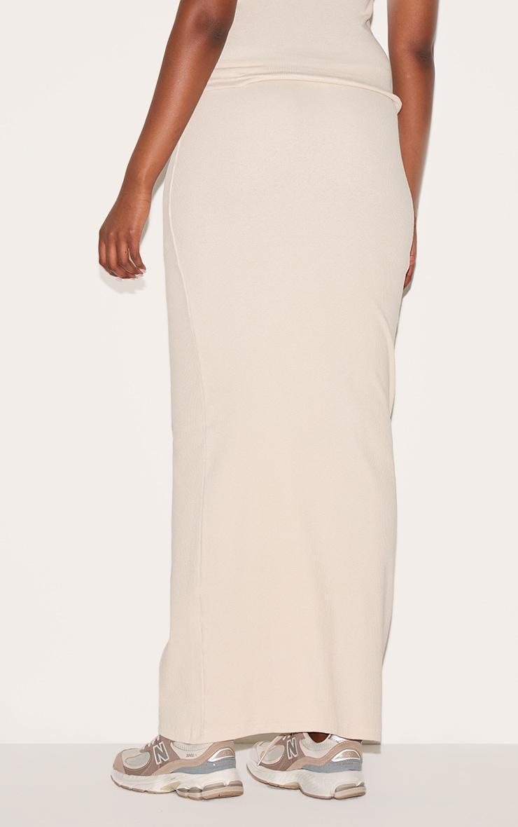 Beige Ribbed Maxi Skirt Product Image