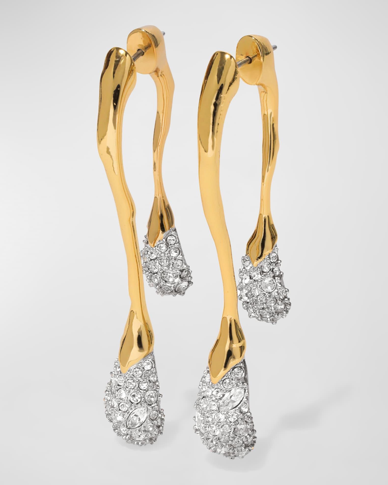 Solanales Front-Back Double Drop Crystal Earrings Product Image