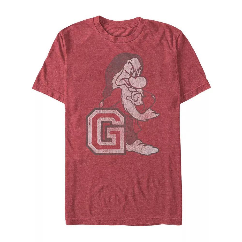 Mens Snow White and the Seven Dwarves Grumpy Tee Red Grey Product Image