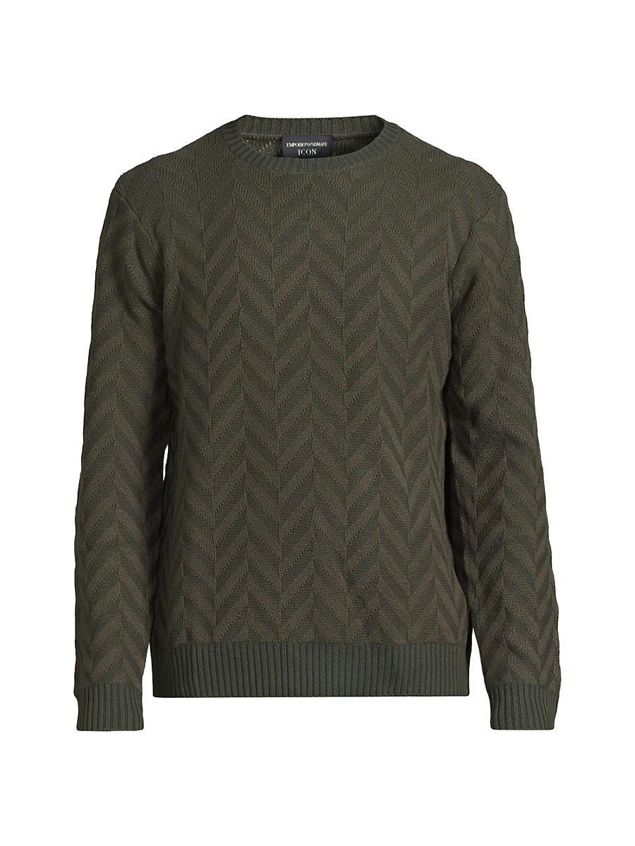 Mens Wool Jacquard Chevron Crewneck Sweater Product Image