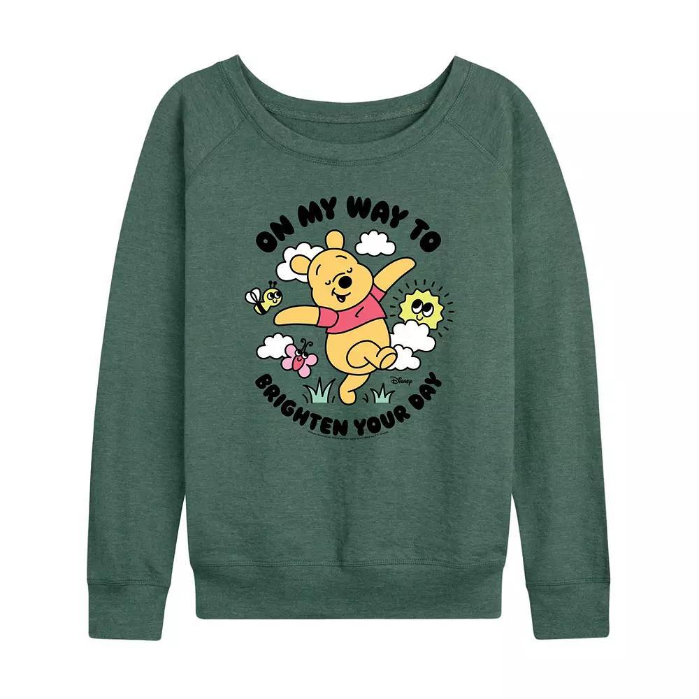 Disney's Winnie the Pooh Women's Brighten Your Day French Terry Long Sleeve Tee, Girl's, Size: Small, Green Product Image