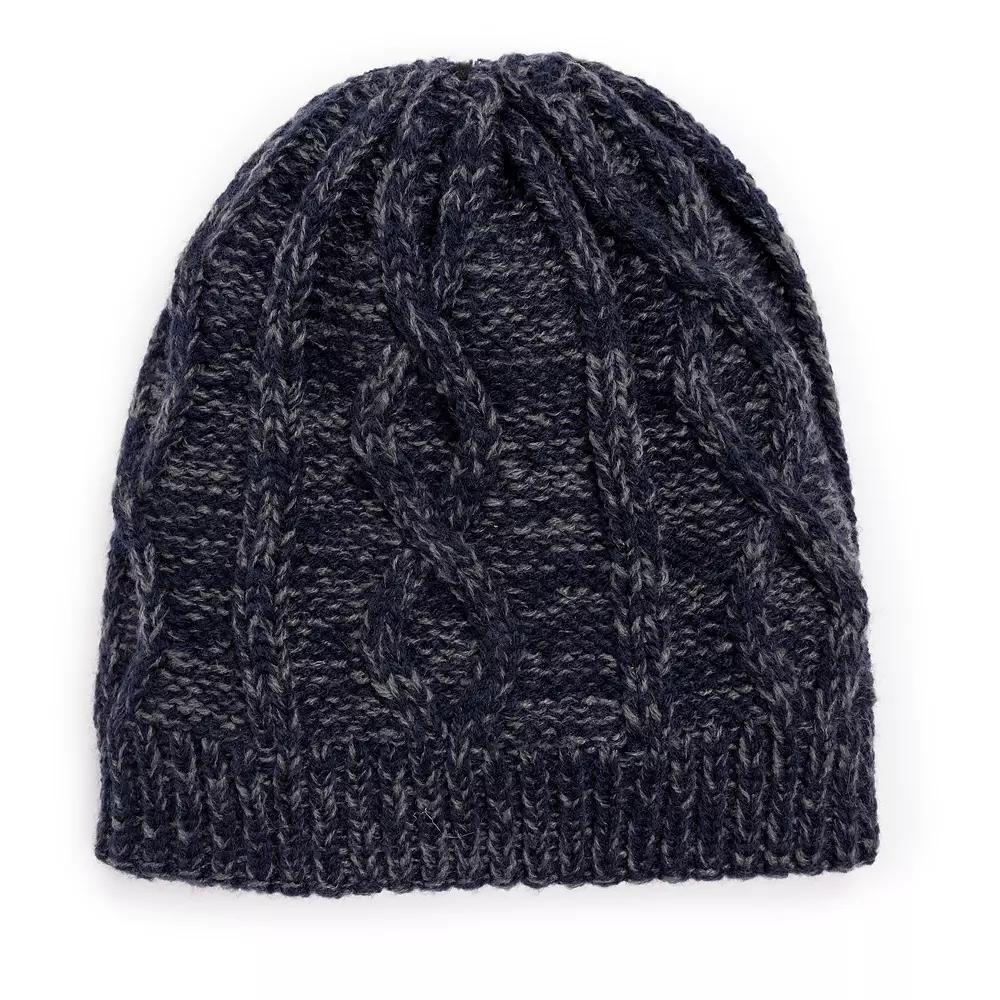 Men's MUK LUKS Cable Knit Heat Retainer Beanie, Navy Blue Product Image