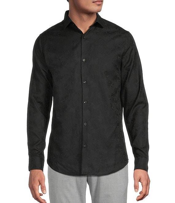 Murano Slim Fit Floral Jacquard Long Sleeve Woven Shirt Product Image