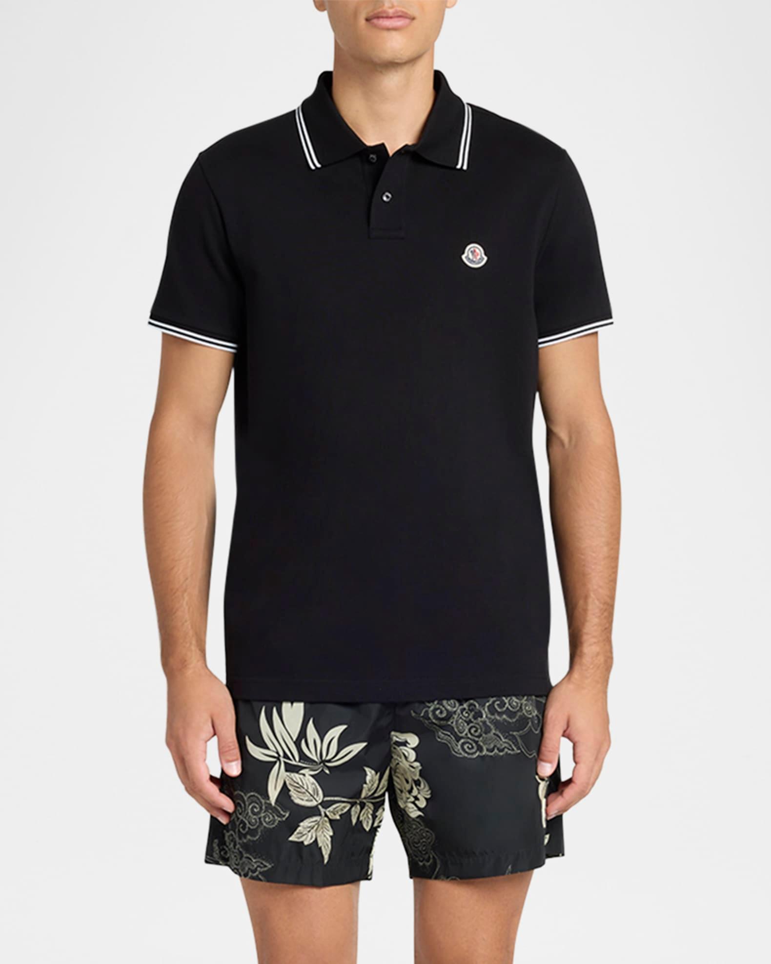 Men's Pique Polo Shirt with Stripe Collar Product Image