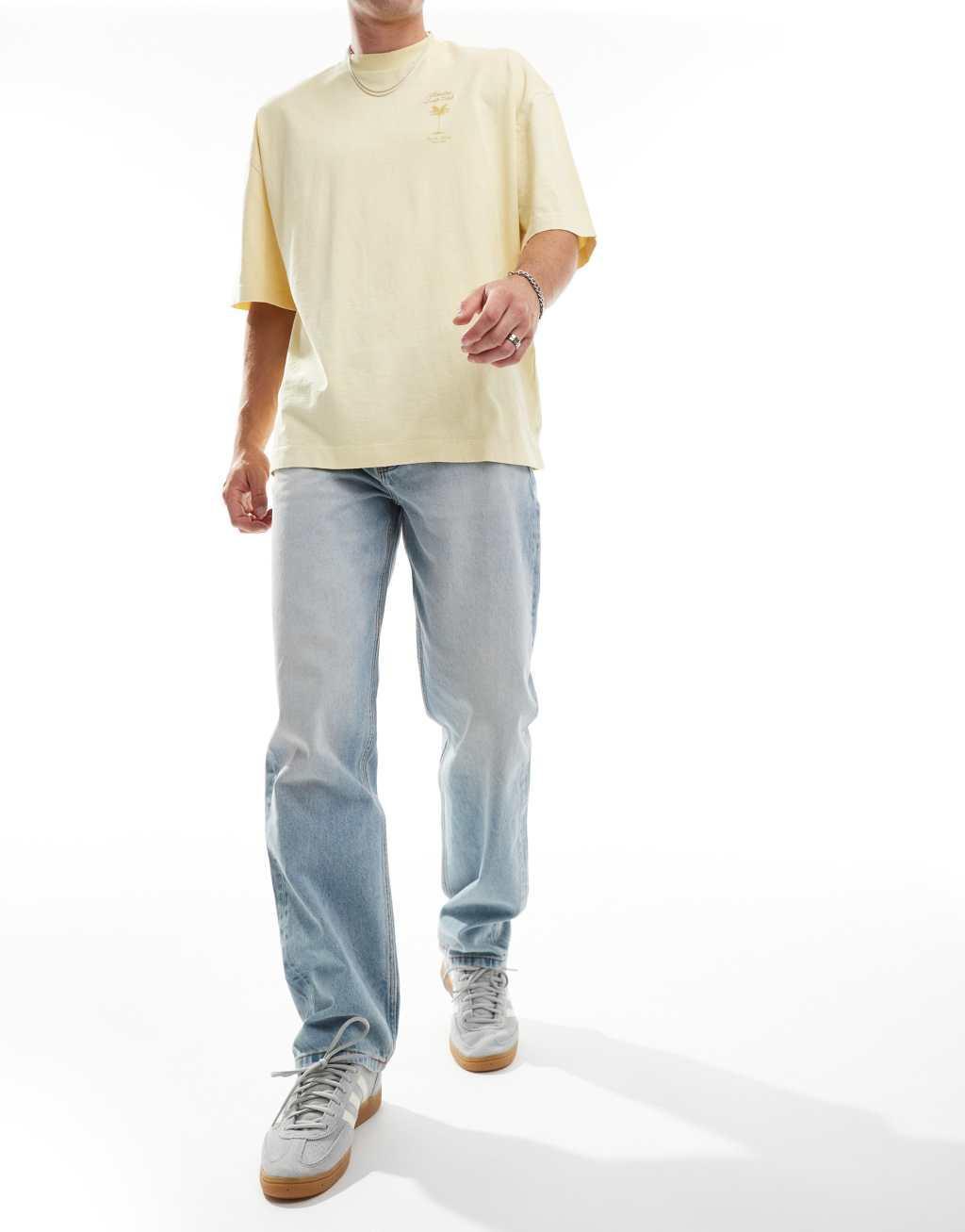 ASOS DESIGN straight leg jeans in lightwash Product Image