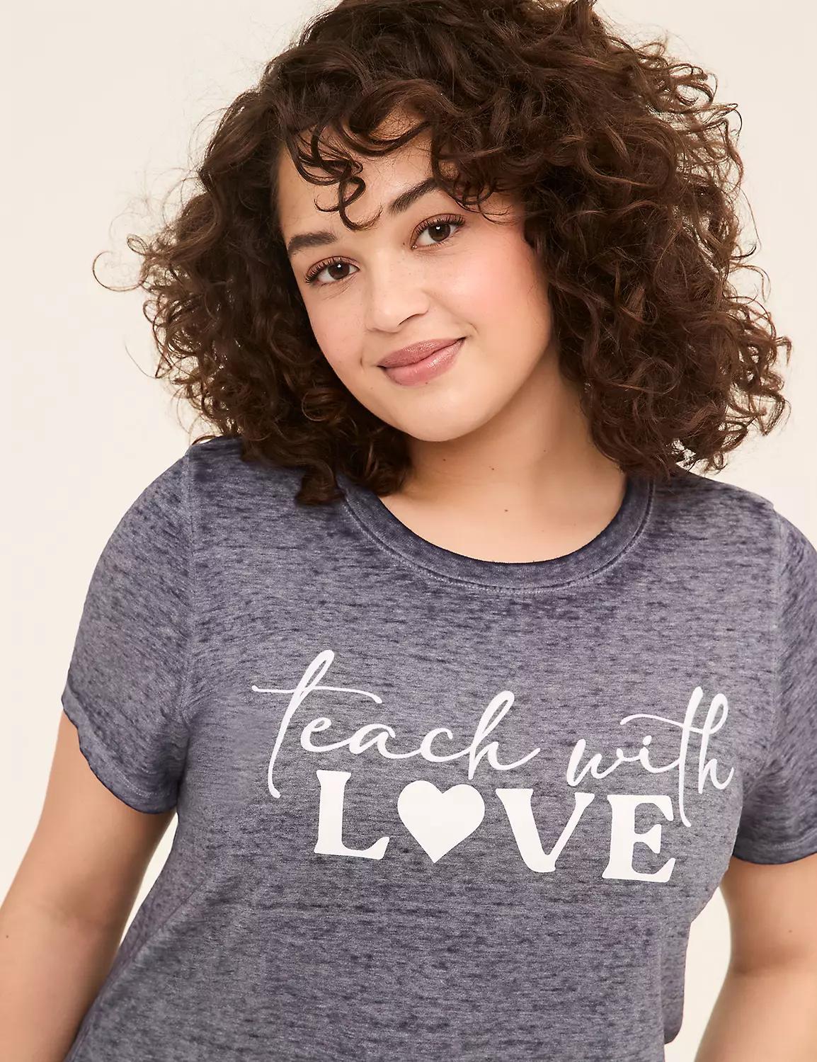 Embroidered & Glitter Teach With Love Graphic Tee Product Image