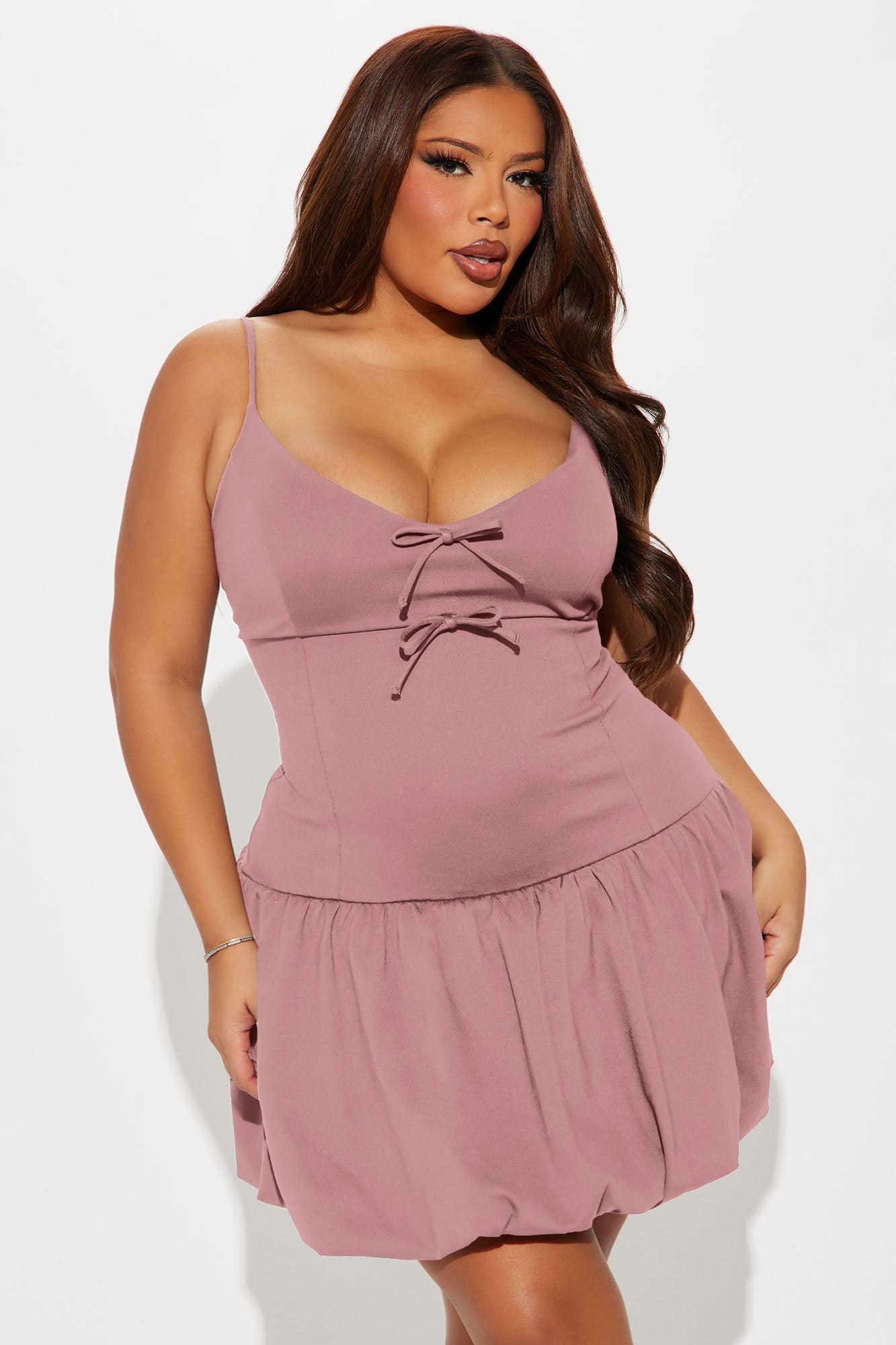 Pretty On Purpose Bubble Mini Dress - Mauve Product Image