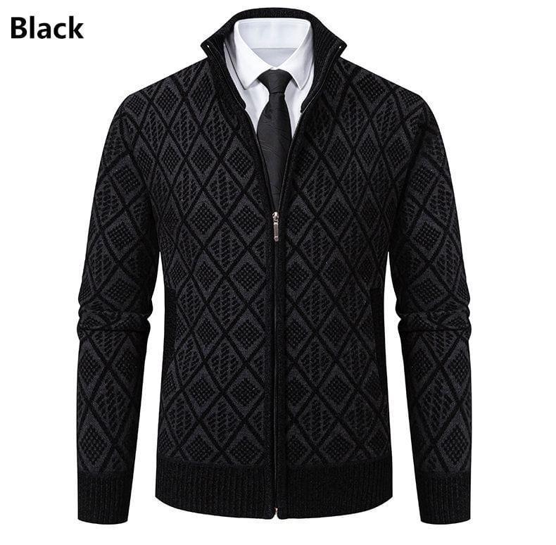 High Neck Jacquard Zip-Up Cardigan Product Image