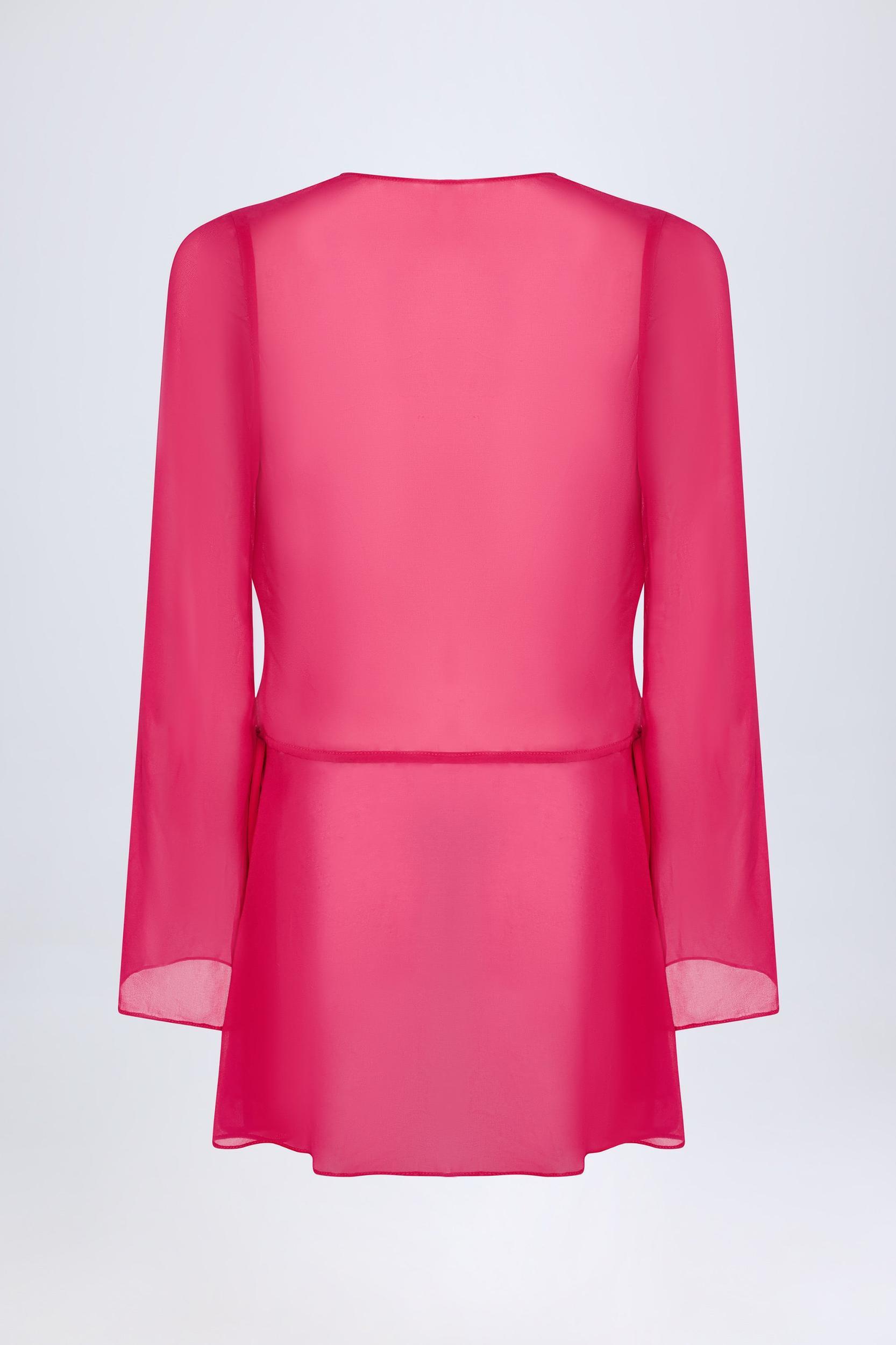 Cowl-Neck Mini Dress in Fuchsia Product Image