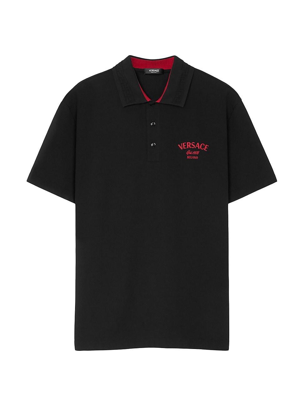 Mens Greca-Collar Pique Polo Shirt Product Image