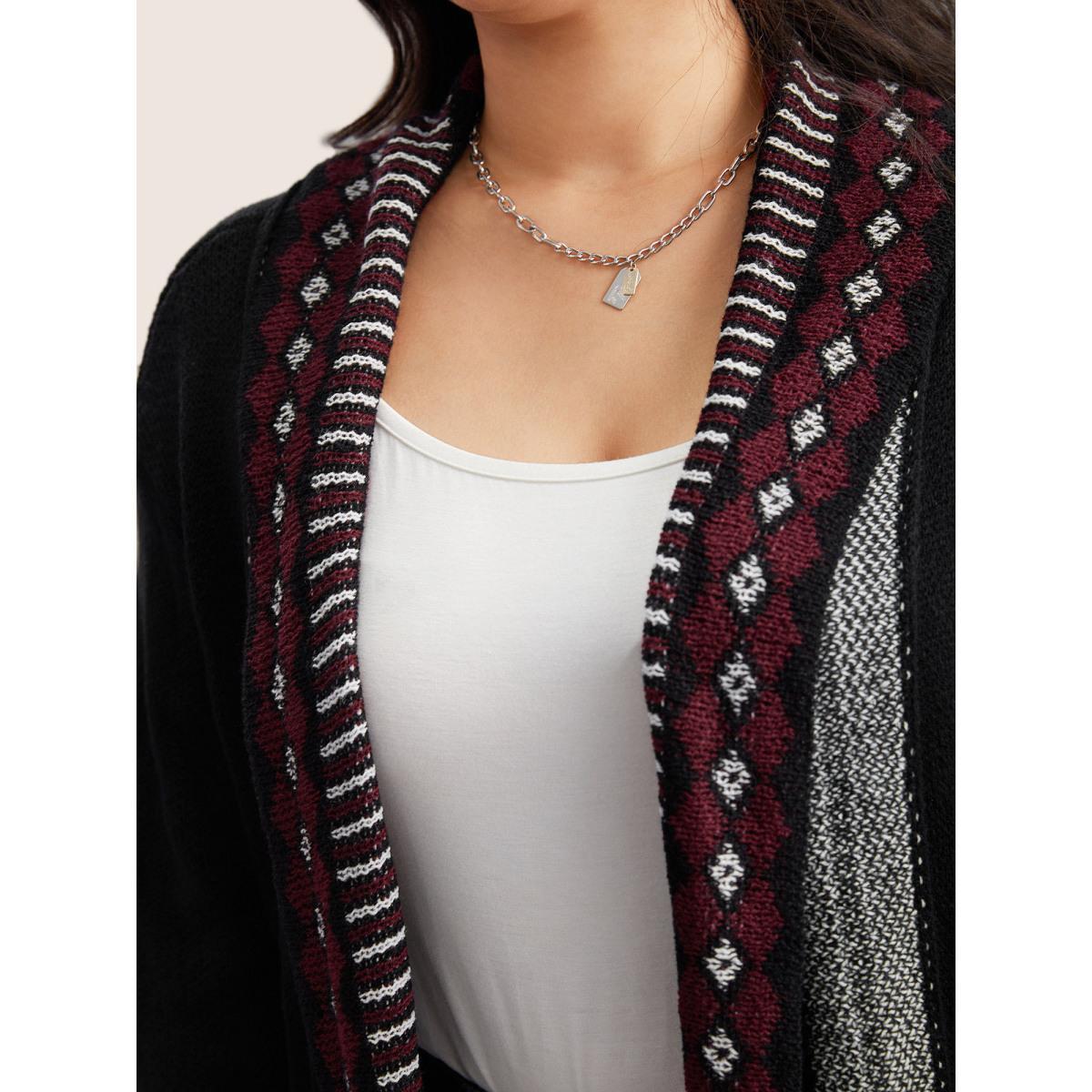 Plus Size Bandana Print Fringe Trim Maxi Cardigan Burgundy Women Casual Long Sleeve Everyday Cardigans BloomChic 10/M Product Image