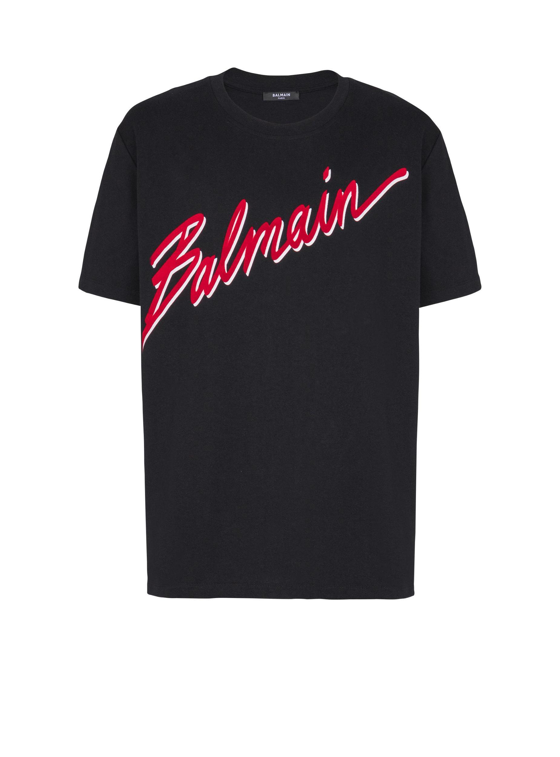 T-shirt with flocked Balmain Letter logo Product Image