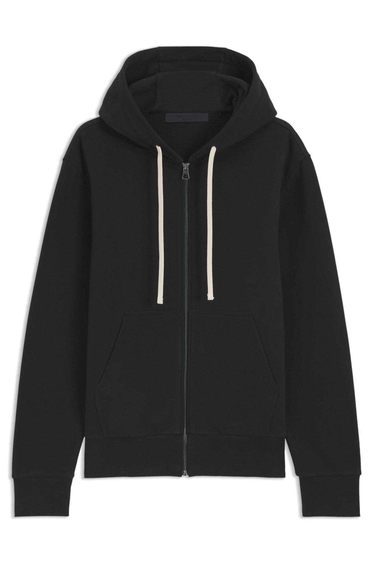 BOSS - BECKHAM x BOSS zip-up hoodie in mercerised cotton terry - Black Product Image