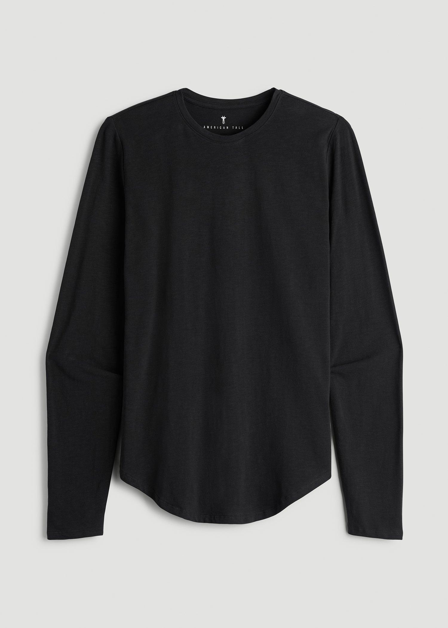 Slub Long Sleeve Scoop Tall Men's Tee in Black Product Image