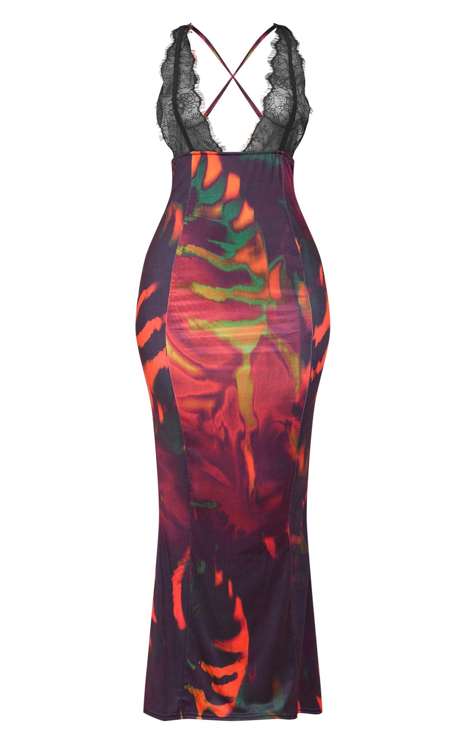 Petite Multi Lace Bust Detail Floral Maxi Dress Product Image