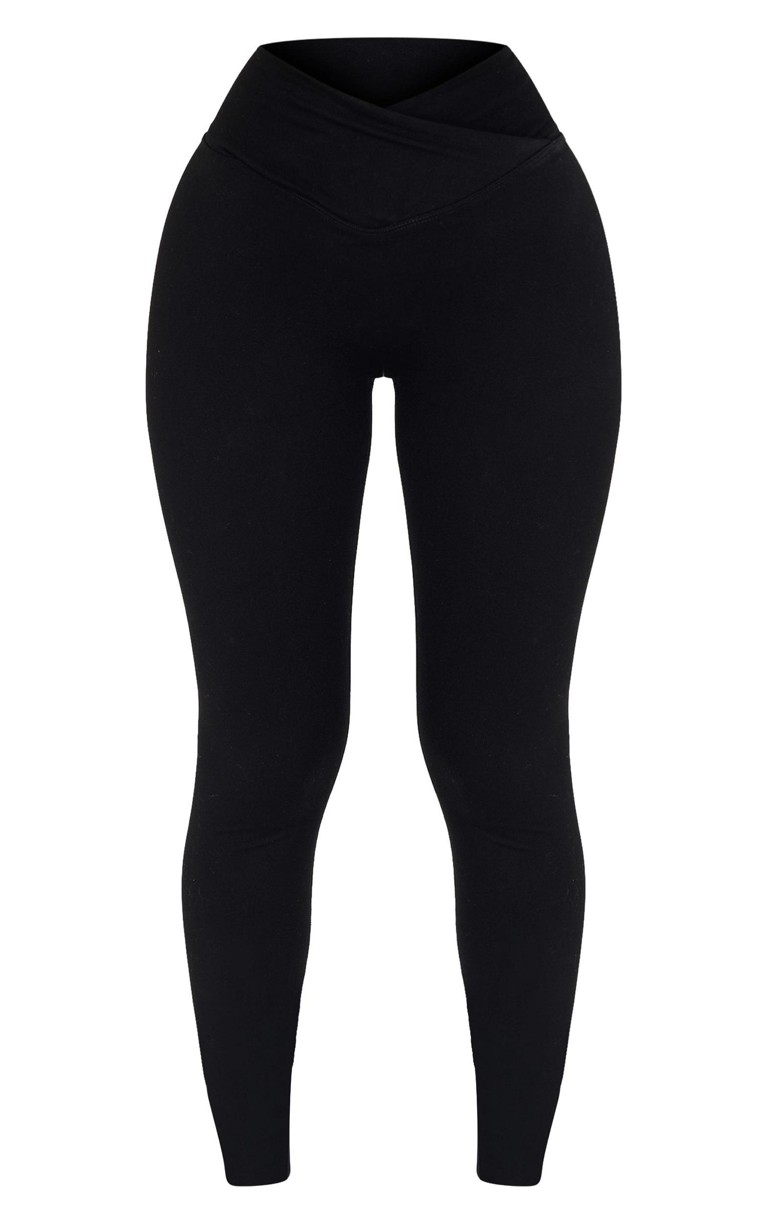 Petite Black Snatched Sculpt Wrap Over Leggings Product Image