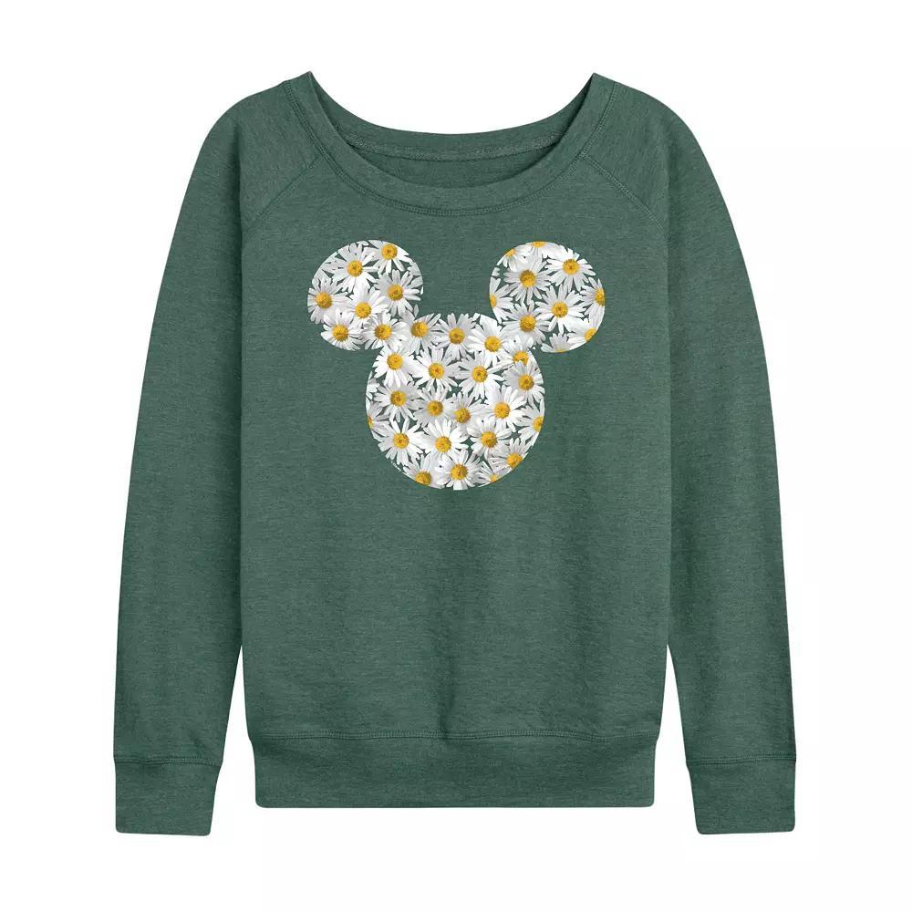 Disney's Mickey Mouse Women's Daisies French Terry Long Sleeve Tee, Girl's, Size: XL, Grey Green Product Image