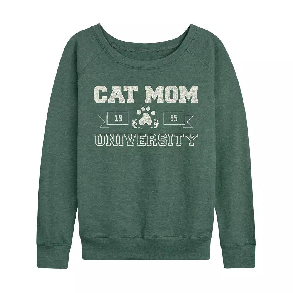 Women's Cat Mom University French Terry Long Sleeve Tee, Girl's, Size: XL, Heather Grey Product Image