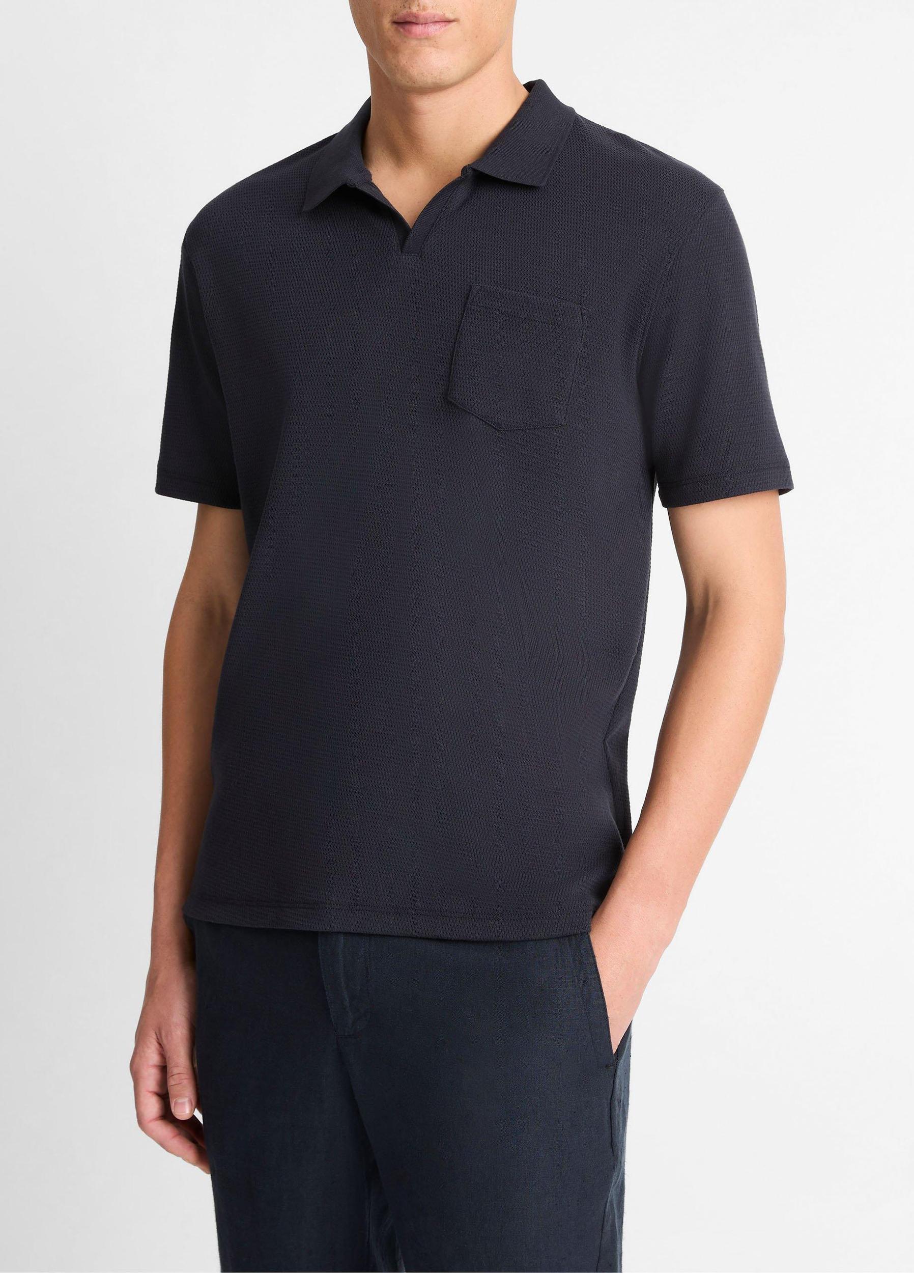 Mens Cotton-Blend Johnny-Collar Polo Shirt Vince Product Image