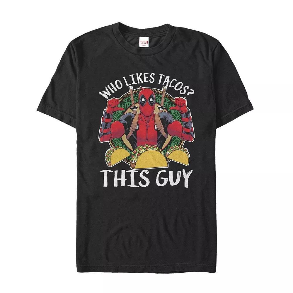 Men's Marvel Comics Deadpool "Who Likes Tacos?" Tee, Size: Large, Black Product Image
