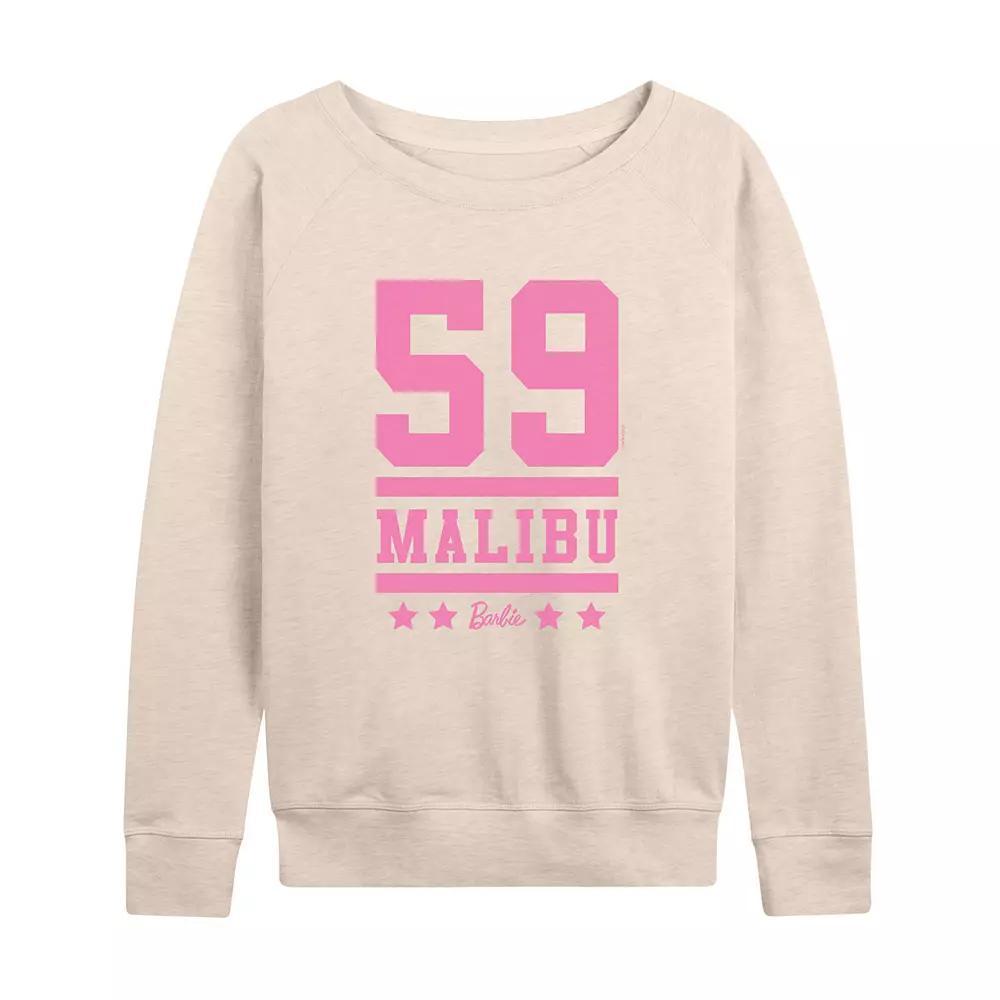 Womens Barbie 59 Malibu Graphic French Terry Long Sleeve Tee Grey Green Product Image