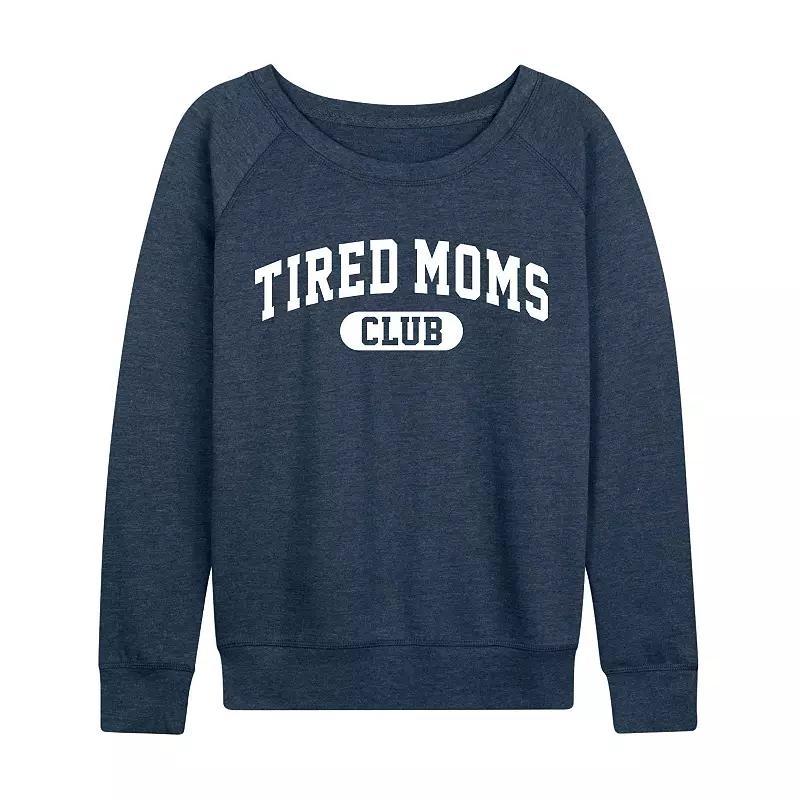 Womens Tired Moms Club French Terry Long Sleeve Tee, Girls Heather Grey Product Image