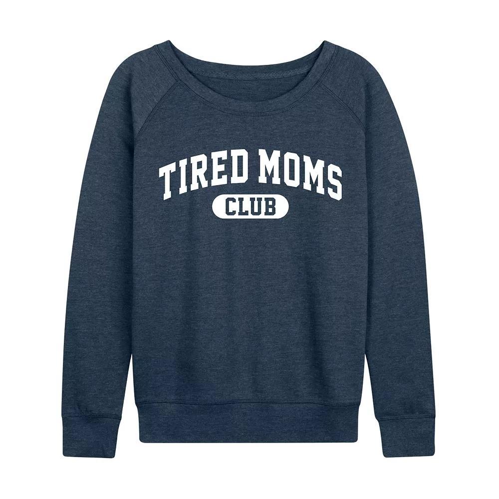 Womens Tired Moms Club French Terry Long Sleeve Tee, Girls Heather Grey Product Image