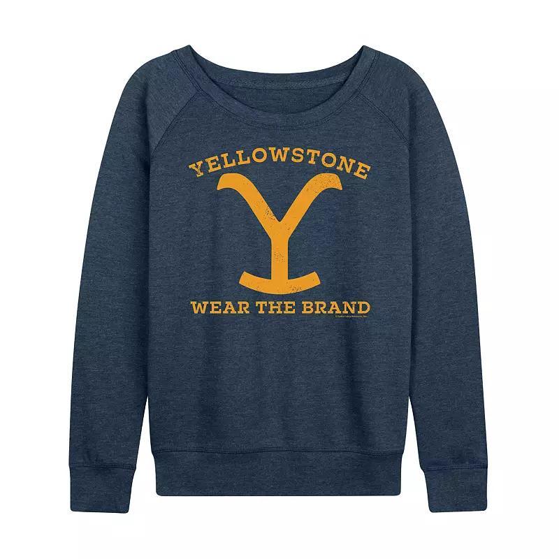 Womens Yellowstone Wear The Brand French Terry Long Sleeve Tee, Girls Grey Indigo Product Image