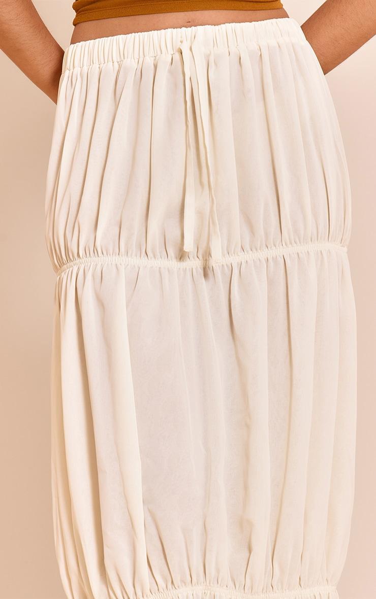 Cream Chiffon Tiered Bubble Maxi Skirt Product Image