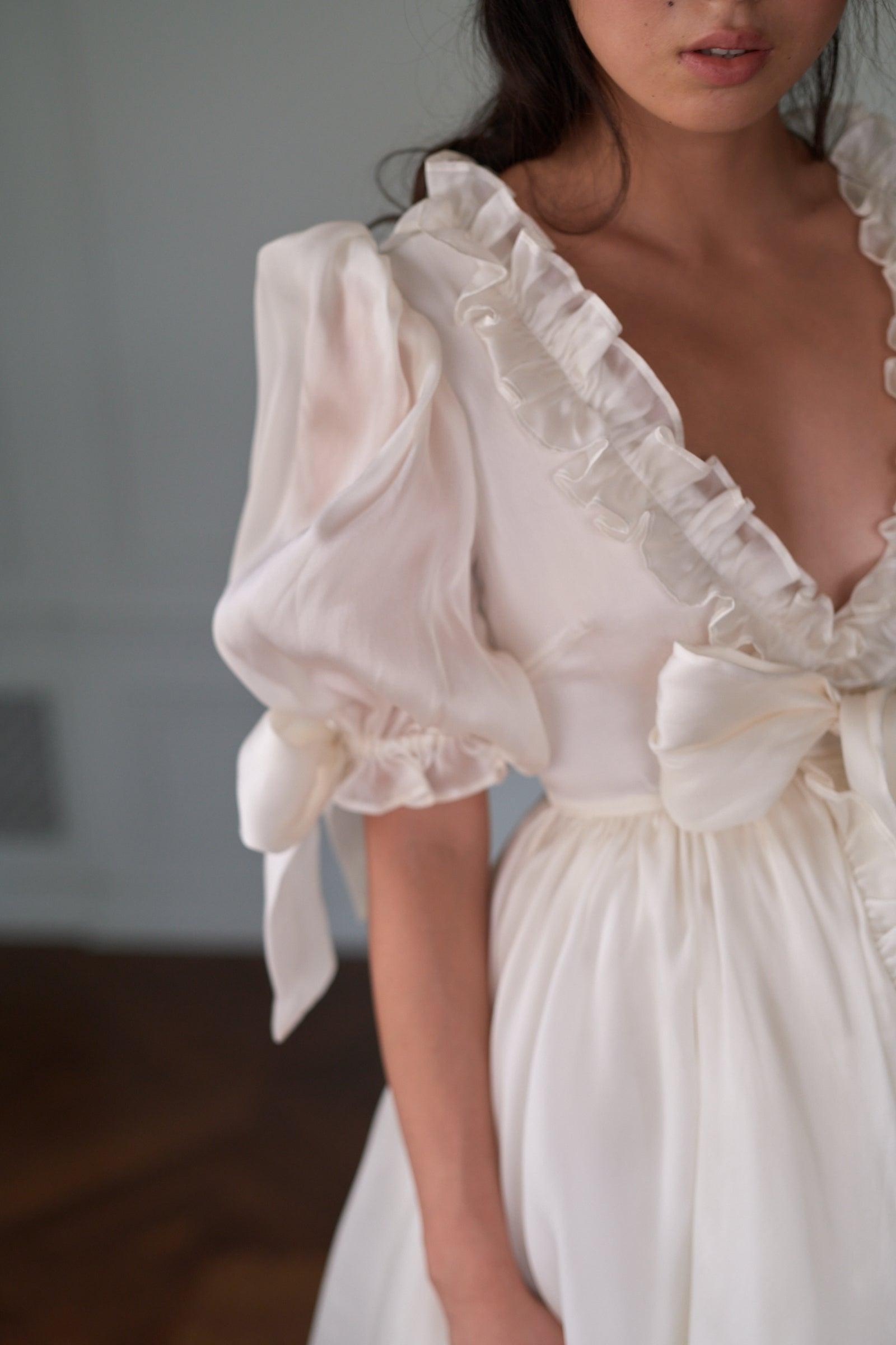 The Silk Satin Ivory Marie Dress Product Image
