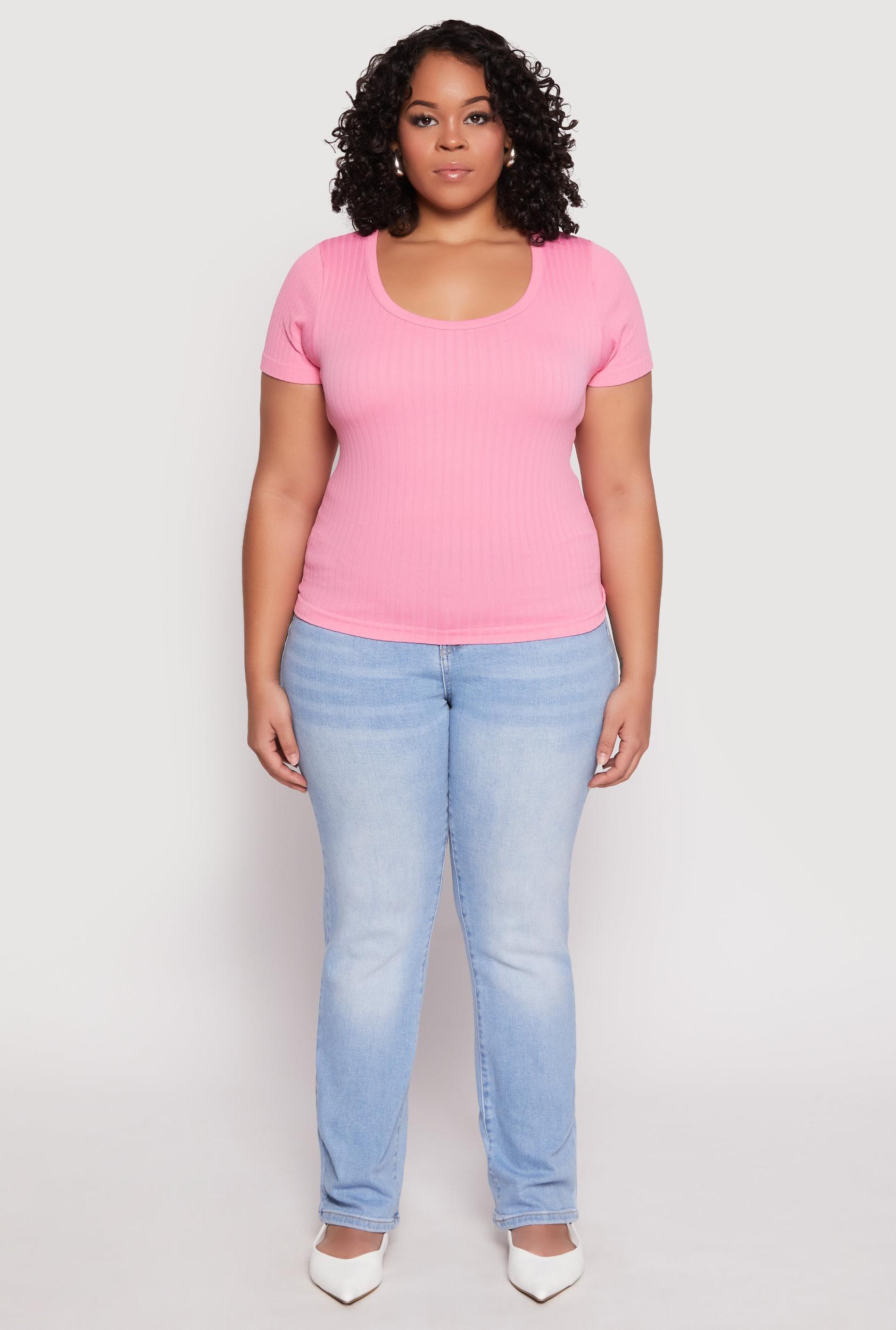 Womens Plus Size Basic Ribbed Knit Seamless Top Product Image