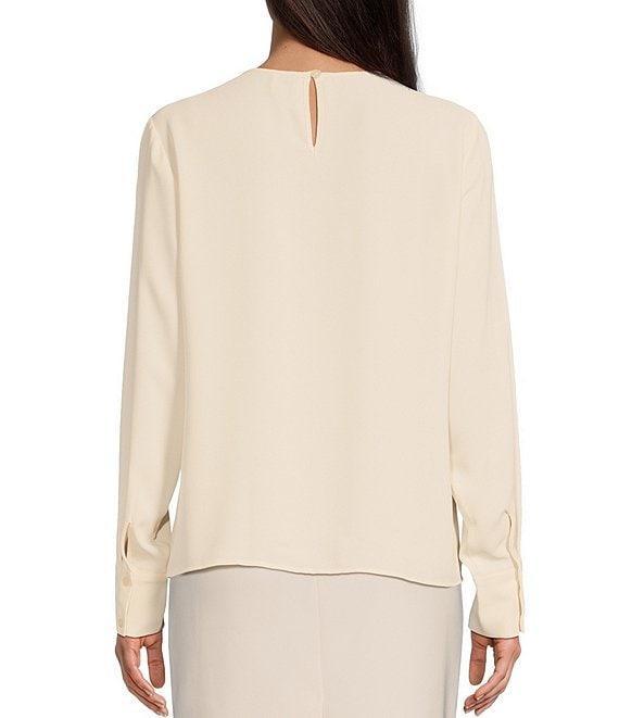 Anne Klein Keyhole Round Neck Long Sleeve Blouse Product Image