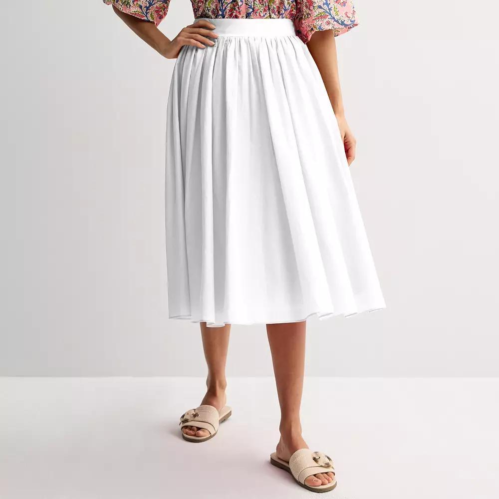 Women's Farmers Market Flowy Midi Skirt, Size: Small, White Product Image