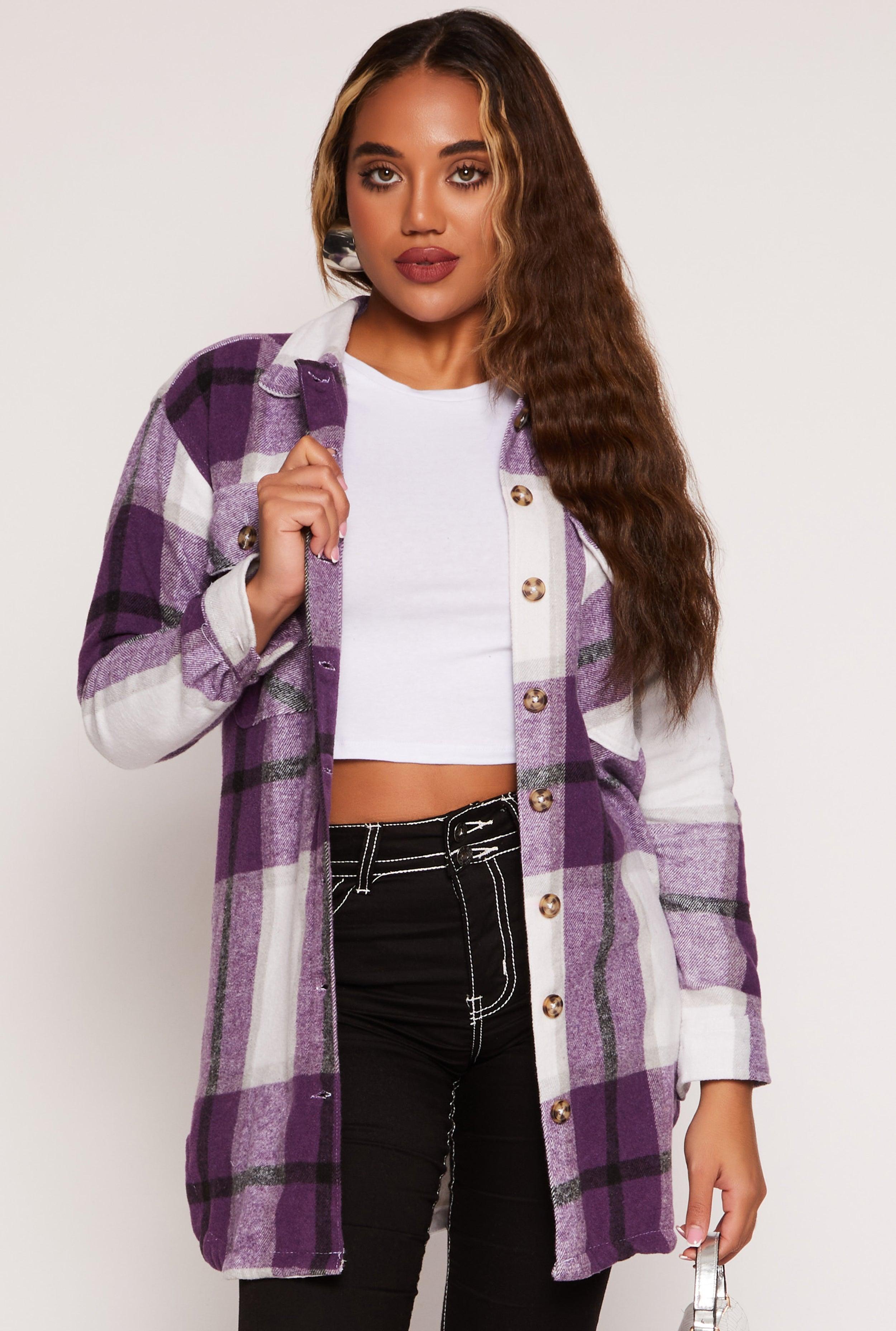 Womens Plaid Long Shacket Product Image