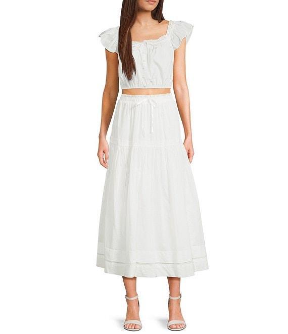 Blu Pepper Flutter-Sleeve Lace-Trimmed Crop Top Product Image