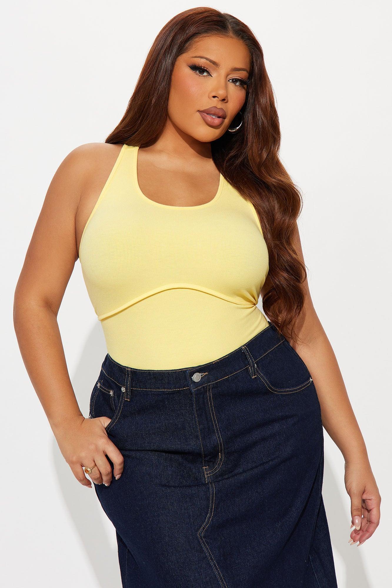Arizona Ribbed Racerback Bodysuit - Butter Yellow Product Image