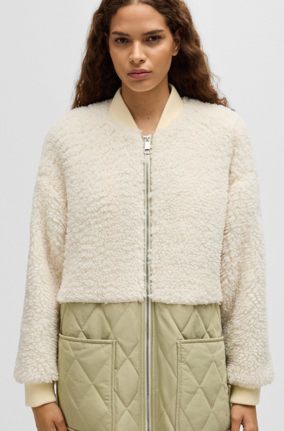 BOSS - Teddy-paneled quilted jacket - White Product Image