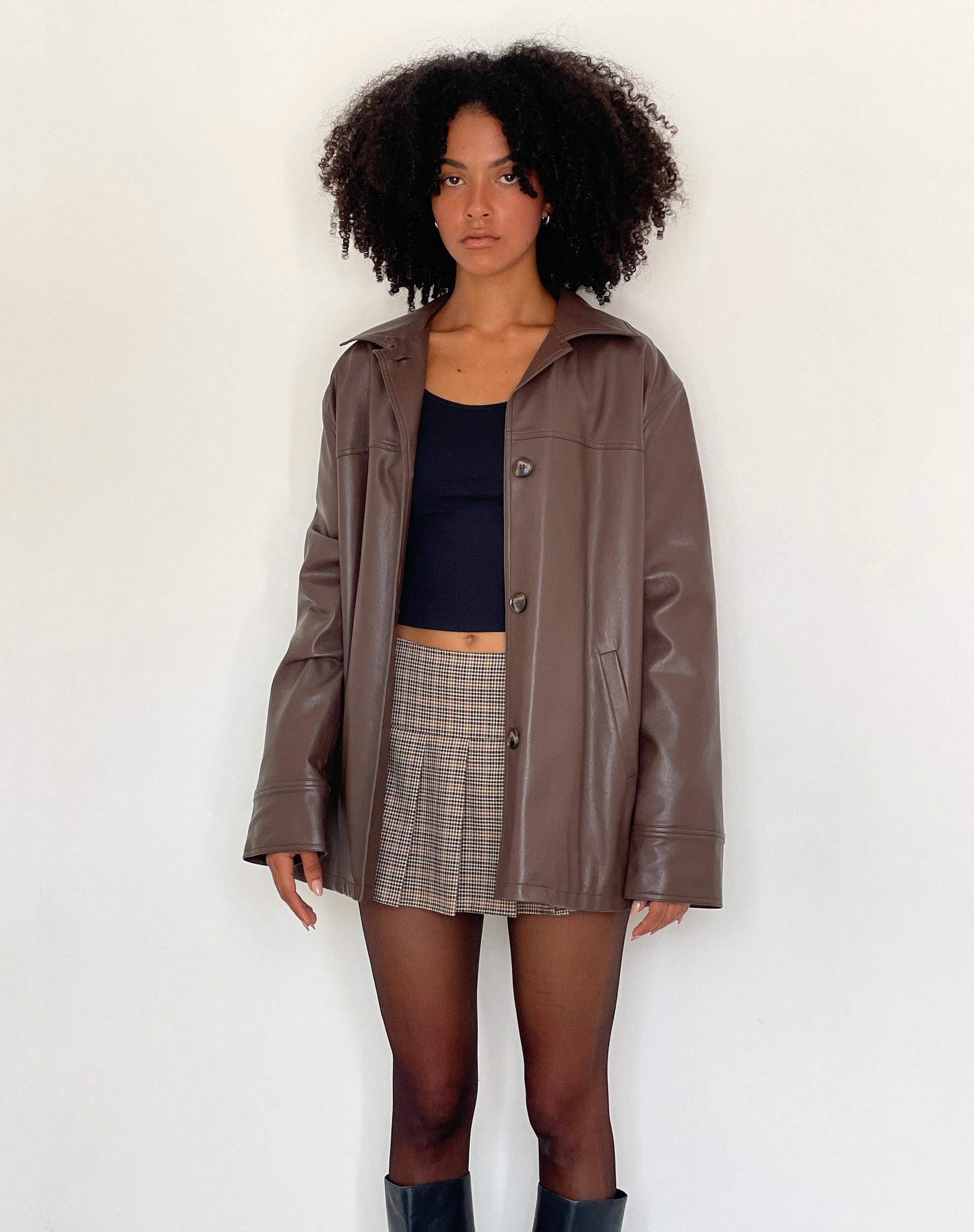 Walta Jacket in PU Truffle Brown Product Image